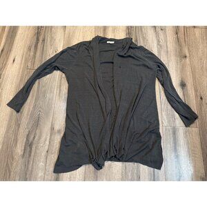 Eileen Fisher Womens Charcoal Gray Cardigan Sweater L/G Italian Yarn FLAW